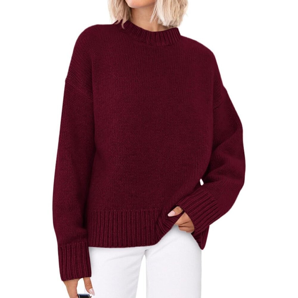 Women’s Oversized Knit Sweater Fall Winter Casual Crewneck Long Sleeve